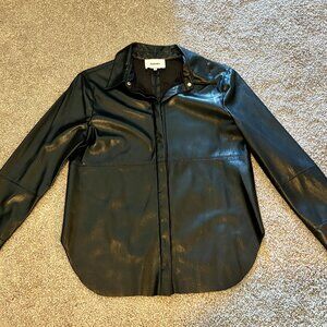 Nanushka Black Faux-Leather Womens Shirt Jacket  S